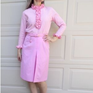 vintage 1960's PINK SKIRT inverted pleat S
